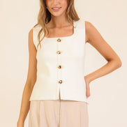 Classic Button-front Knit Tank Top