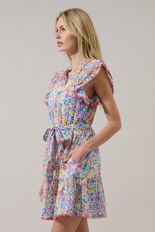 Abstract Eriny Ruffle Mini Dress