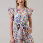 Abstract Eriny Ruffle Mini Dress