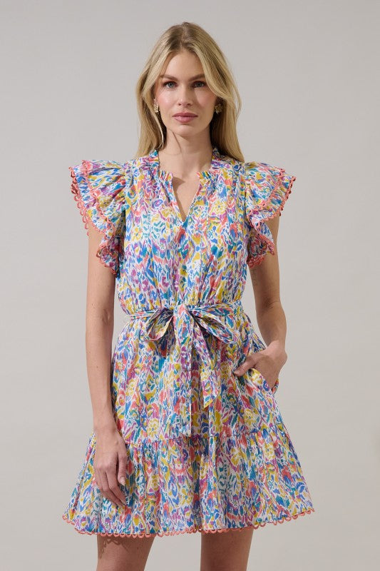 Abstract Eriny Ruffle Mini Dress