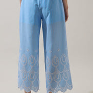 Blue/White Striped Eyelet Tank and Wide Leg Pant Set