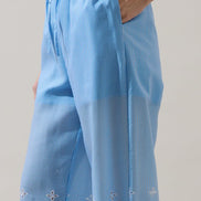 Blue/White Striped Eyelet Tank and Wide Leg Pant Set