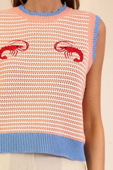 Seaside Stripe Embroidered Knit Tank