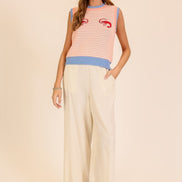 Seaside Stripe Embroidered Knit Tank