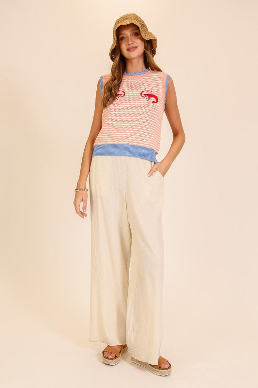 Seaside Stripe Embroidered Knit Tank