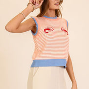 Seaside Stripe Embroidered Knit Tank