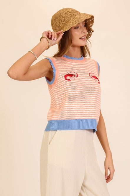 Seaside Stripe Embroidered Knit Tank