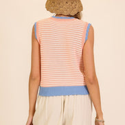 Seaside Stripe Embroidered Knit Tank