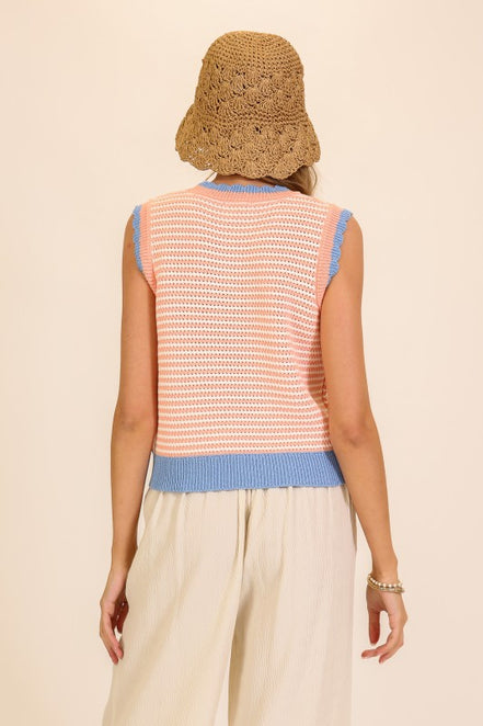 Seaside Stripe Embroidered Knit Tank