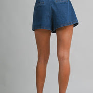 Denim Asymmetrical Wrap Mid Rise Mini Skort