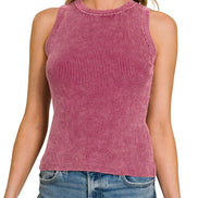 Washed Ribbed Sweater Tank Top