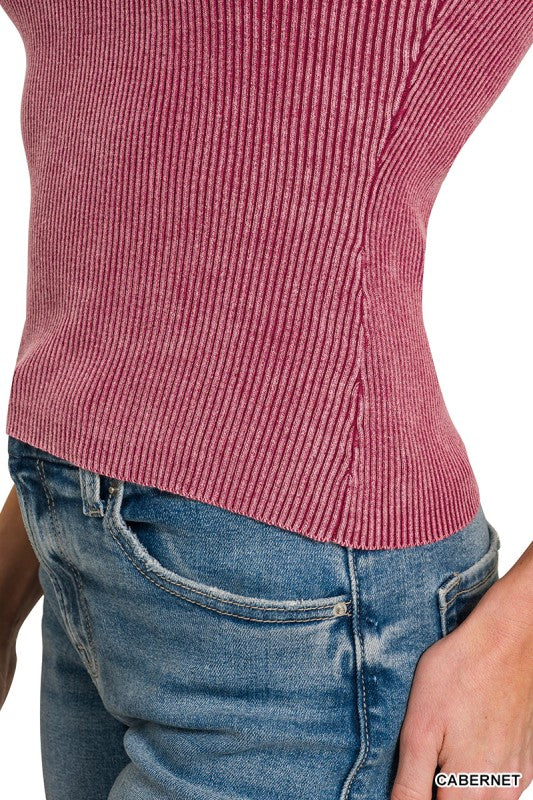 Washed Ribbed Sweater Tank Top