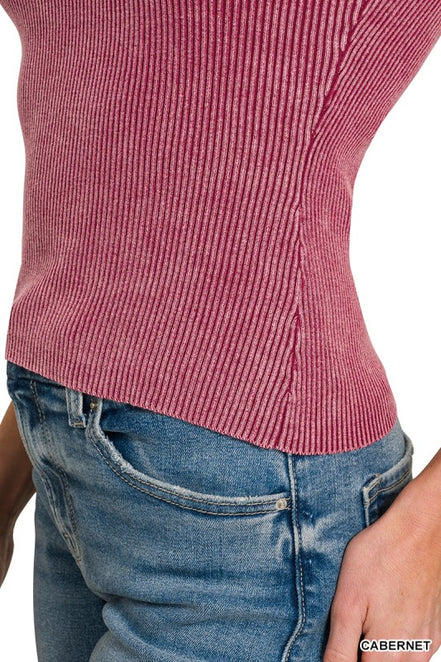 Washed Ribbed Sweater Tank Top