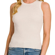 Washed Ribbed Sweater Tank Top
