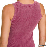 Washed Ribbed Sweater Tank Top