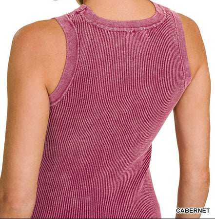 Washed Ribbed Sweater Tank Top