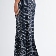 Black Polka Dot Floral Mix Maxi Skirt