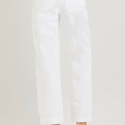 RISEN White Mid Rise Ankle Barrel Relaxed Baggy Pants