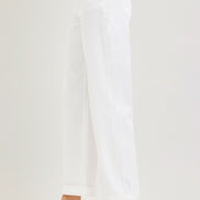 RISEN White Mid Rise Ankle Barrel Relaxed Baggy Pants