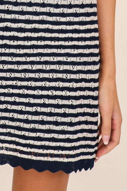 Navy/White Seaside Stripe Knit Mini Dress