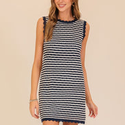 Navy/White Seaside Stripe Knit Mini Dress