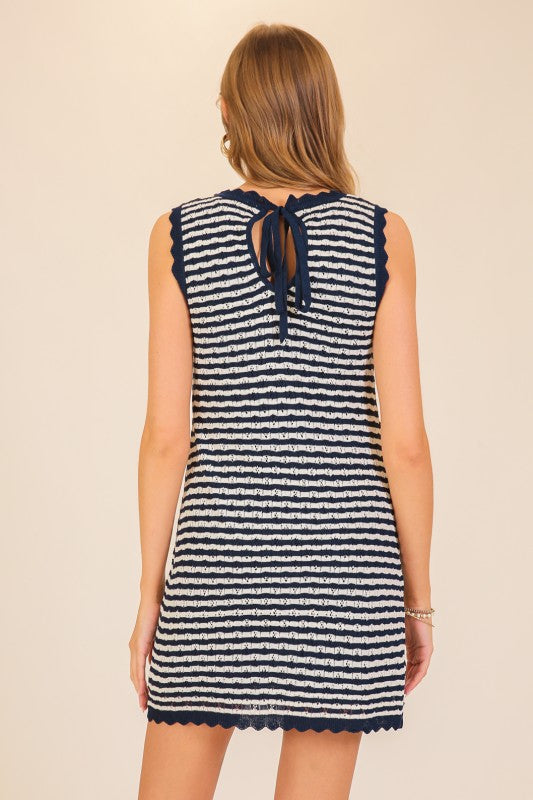 Navy/White Seaside Stripe Knit Mini Dress