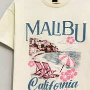 Oversized Malibu California Coastline Custard T-shirt