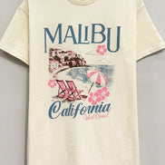 Oversized Malibu California Coastline Custard T-shirt
