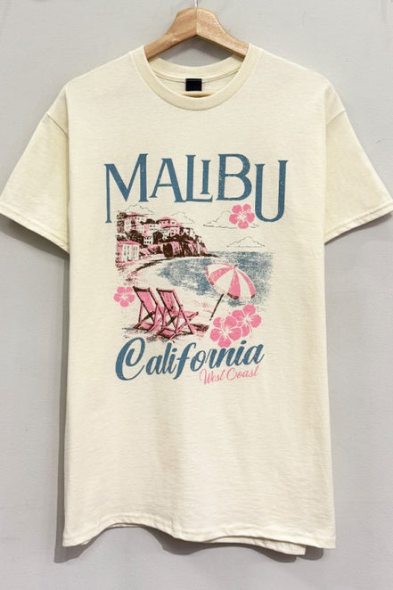 Oversized Malibu California Coastline Custard T-shirt