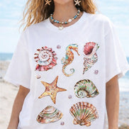Oversized Shiny Seashells White T-shirt