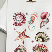 Oversized Shiny Seashells White T-shirt