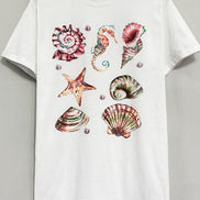 Oversized Shiny Seashells White T-shirt