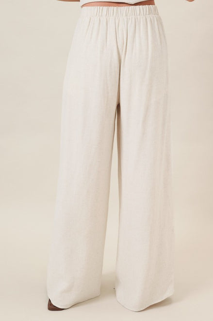 Natural Pleated Detail Wide Leg Pants