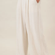 Natural Pleated Detail Wide Leg Pants
