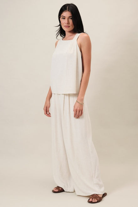 Natural Pleated Detail Wide Leg Pants