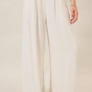 Natural Pleated Detail Wide Leg Pants