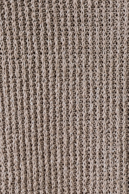 Oatmeal Crew Neck Drop Shoulder Short Sleeve Boucle Top