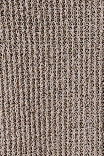 Oatmeal Crew Neck Drop Shoulder Short Sleeve Boucle Top