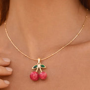 Red Cherry Pendant Necklace