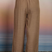 Mocha Textured Side Tie Sleeveless Crop Top and Pant Set