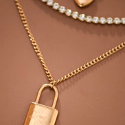 Multi Layer Lock Pendant Necklace