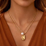 Pearl Gold Pendant Double Layer Necklace