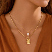 Pearl Gold Pendant Double Layer Necklace