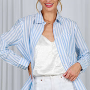Collared 100% Cotton Striped Shirt Top