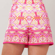 Pink Abstract Print Woven Skort