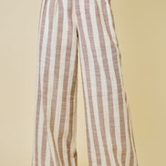 Mocha/Ivory Striped Bandeau Top & Wide-Leg Pant Set
