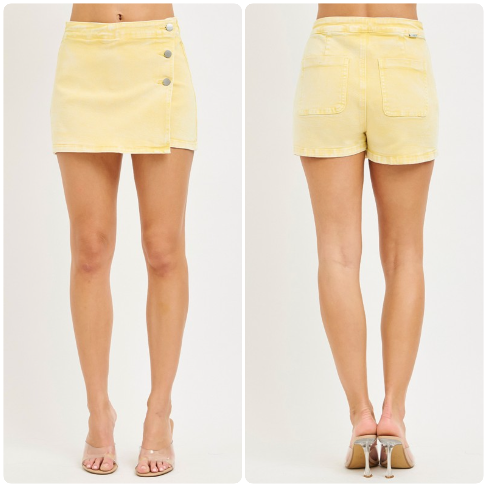 RISEN Banana High Rise Button Down Skorts