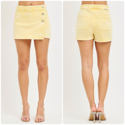 RISEN Banana High Rise Button Down Skorts