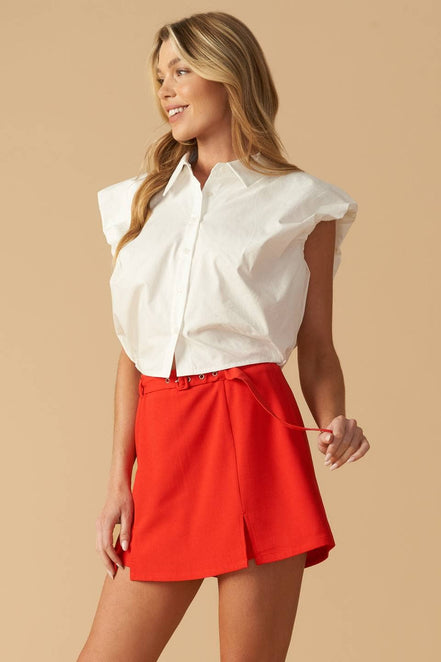 Red Woven Belt Skort