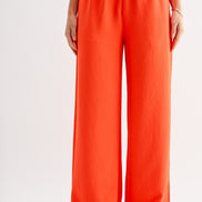 Smocked Halter Top and Relaxed Tie-waist Wide Leg Pants Set